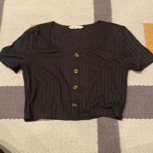 black striped shirt with buttons